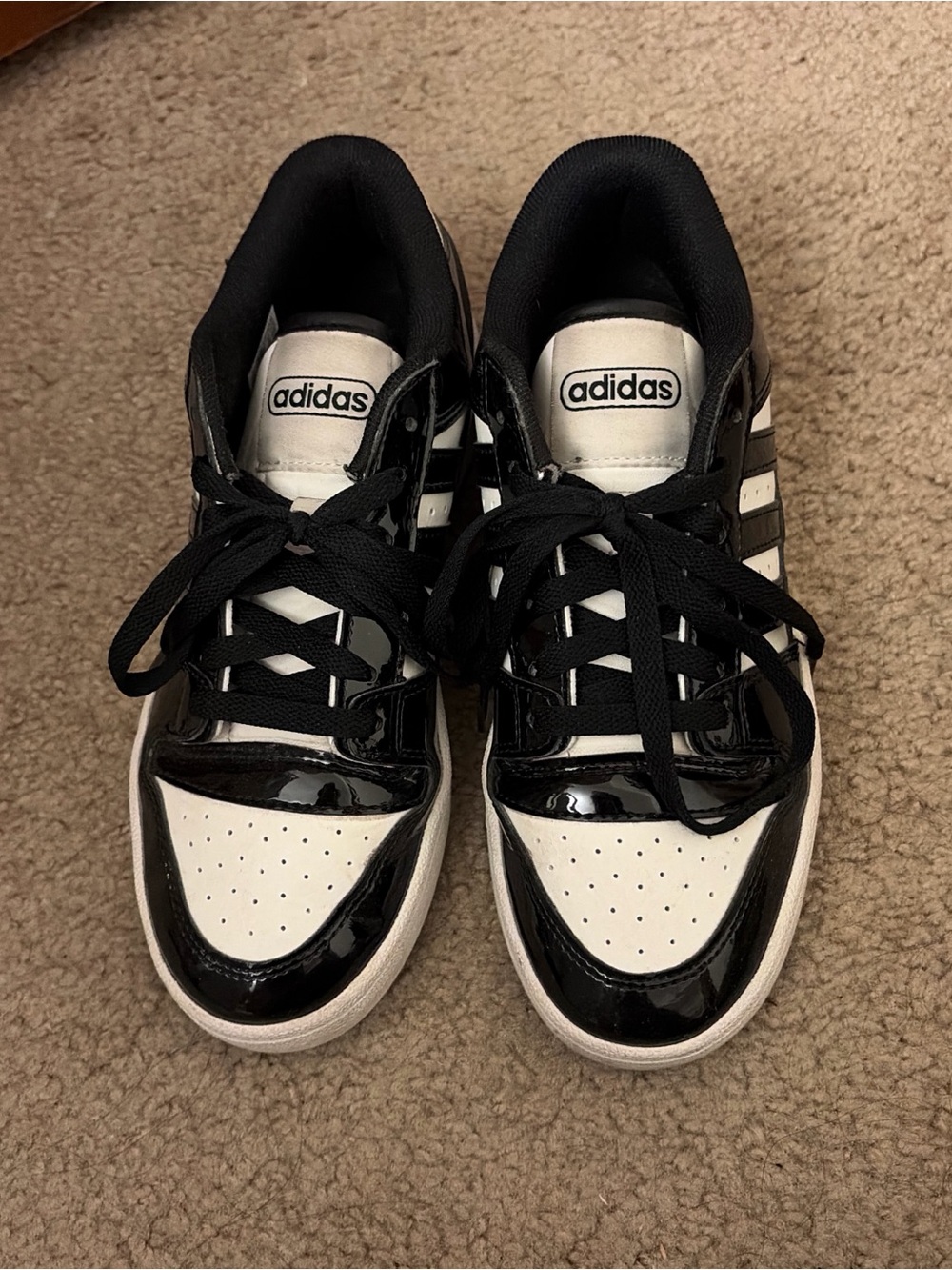 adidas Black and White Low-Top Sneakers with Logo Tongue